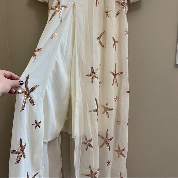 Chiffon Dress off White with Bead Work - Picture 11 of 13